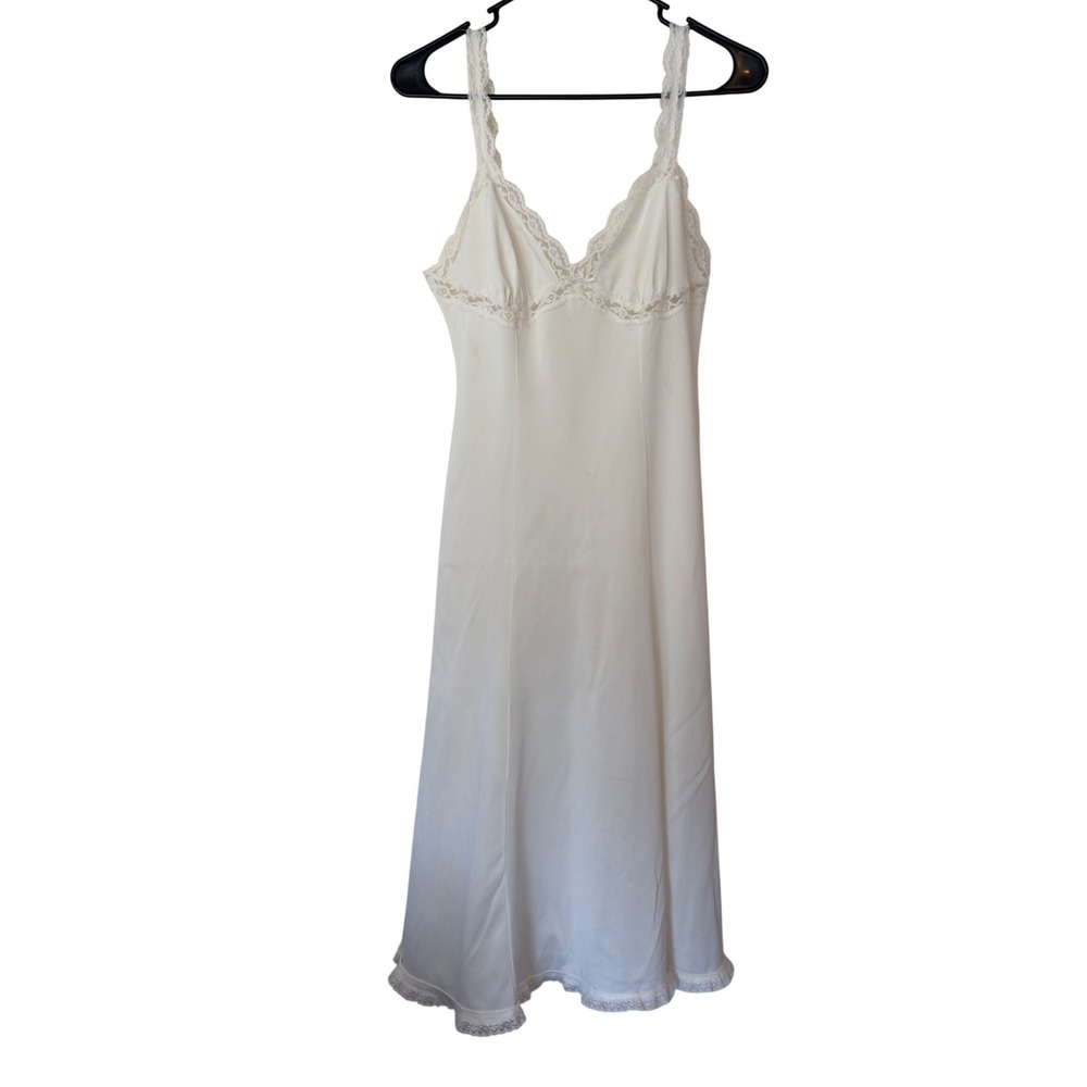 Olga Vintage 60s 70s White Nylon Full Slip Dress Size S 34 Wedding Night Bridal